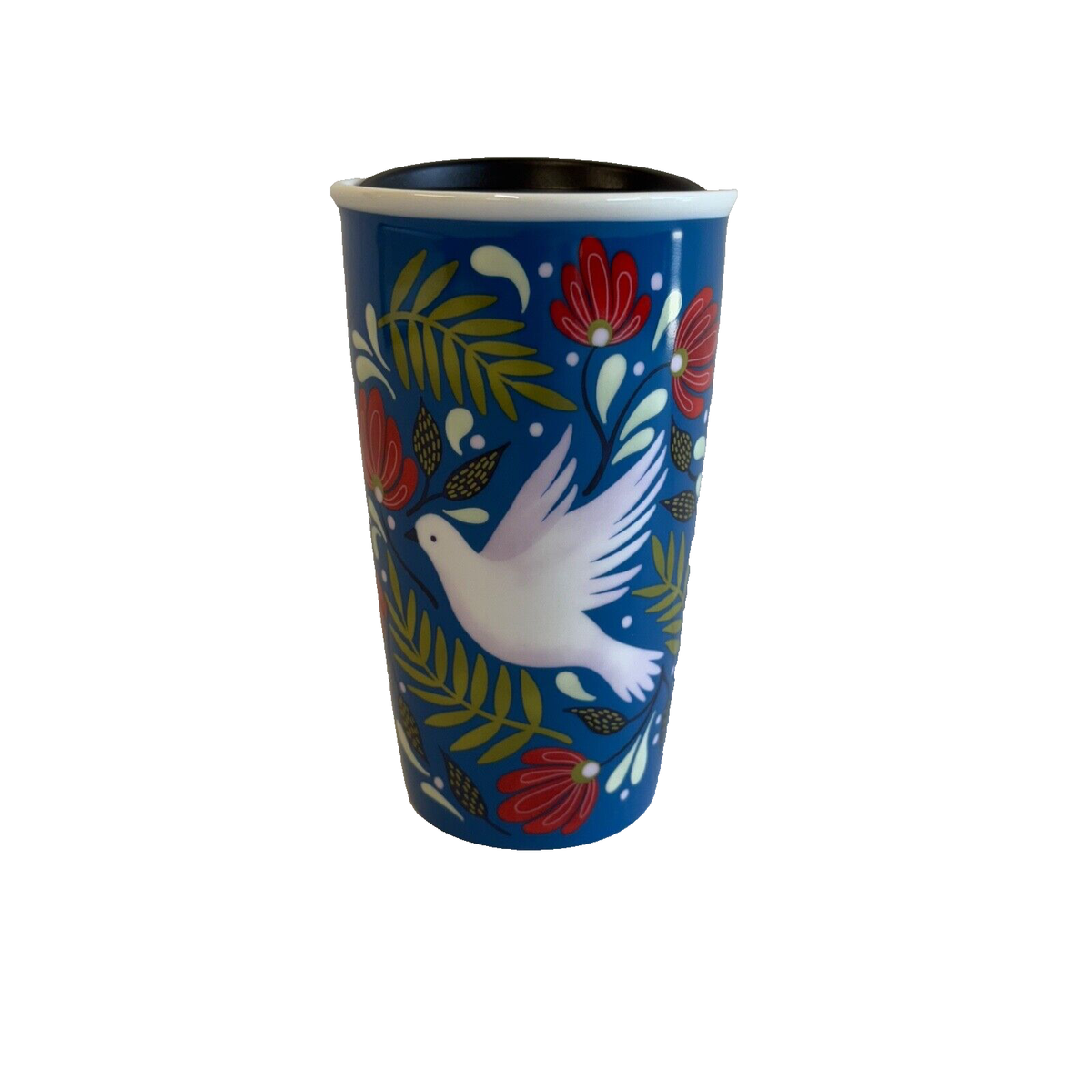 STARBUCKS 2016 Blue Peace Dove 12 oz Ceramic Tumbler Cup w/ Lid NEW