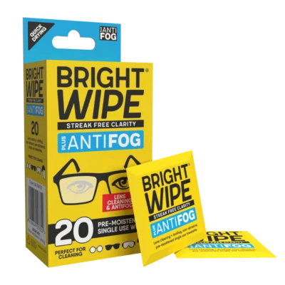 Bright Wipe Lens Cleaning Wipes + Anti-Fog 20 Pack Streak Free Clarity 20pk