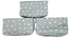 Set of 3 Collapsible Fabric Storage Cube Organizer Rectangle Rice Ball Design
