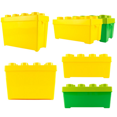 LEGO  Aufbewahrungsbox Gelb & Grün mit Deckel Stapelbar - Mittel & Groß - NEU