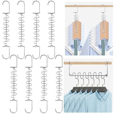 8PCS Metal Space Saving Hangers Cascading Space Saving Hanger Stainless Steel...