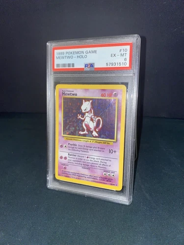 MEWTWO #10 - Pokemon TCG Base Set Unlimited - Holo Rare PSA 6