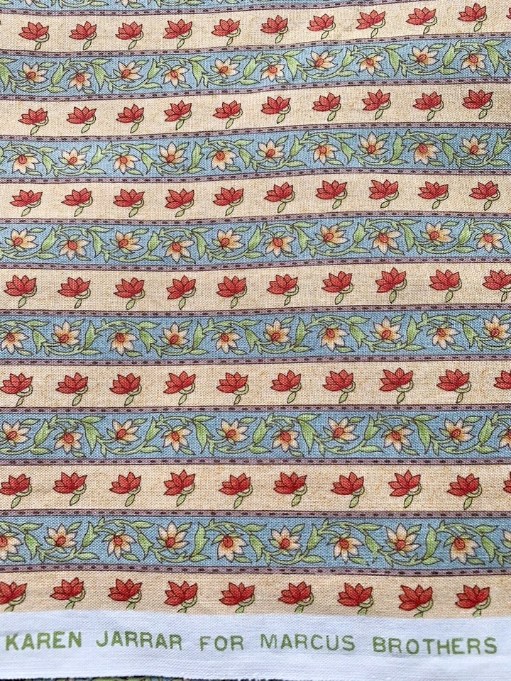 Karen Jarrar  Marcus Bros Cotton Fabric - Floral Stripe 1 3/4 yd x 44" w - Image 4 of 4