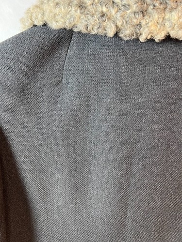Stegari Womens Size S Gray Long Wool Tweed Coat Faux Fur Collar Vintage - Picture 8 of 11