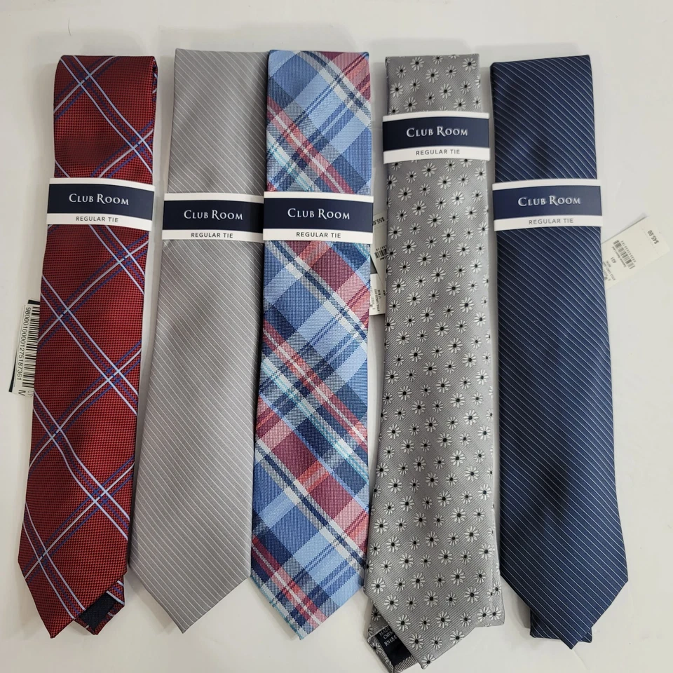 Lote de corbatas Club Room para hombre talla única 5 corbatas varios colores y patrones NUEVO Foto 2 de 4