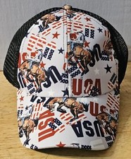 COWBOY BUCKING HORSE RODEO USA AMERICA ADJUSTABLE MESH BACK BASEBALL CAP HAT