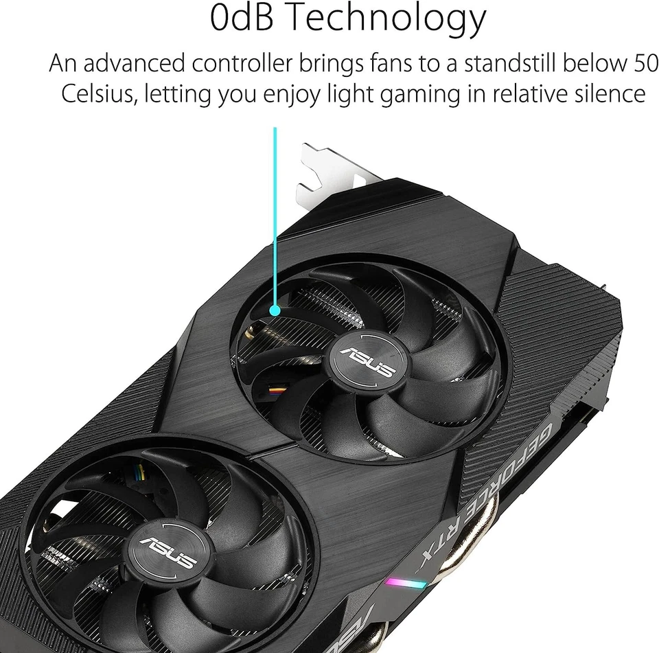 ASUS Dual GeForce RTX 2060 EVO Graphics Card 12GB GDDR6 PCIe3.0 Auto-Extreme GPU - Image 3 of 4
