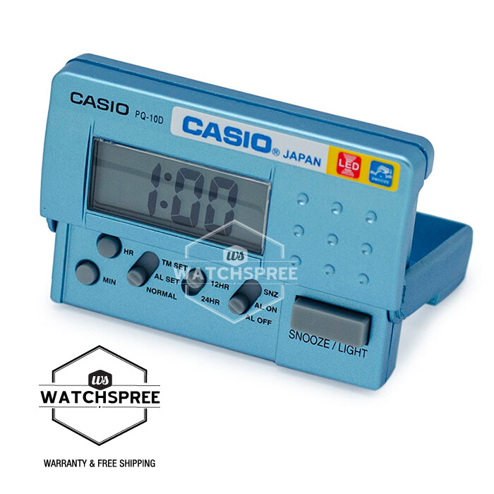 Casio Top Quality LCD Alarm Clock Blue Pq-10d Night Light Travel
