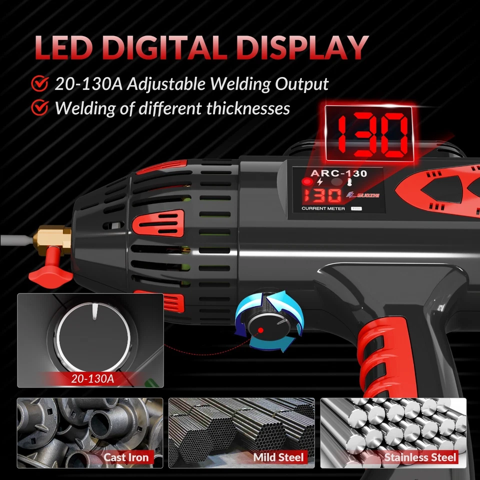 Портативный ручной сварочный аппарат GZ GUOZHI 110 В 130 А ARC, цифровой дисплей - Изображение 2 из 4