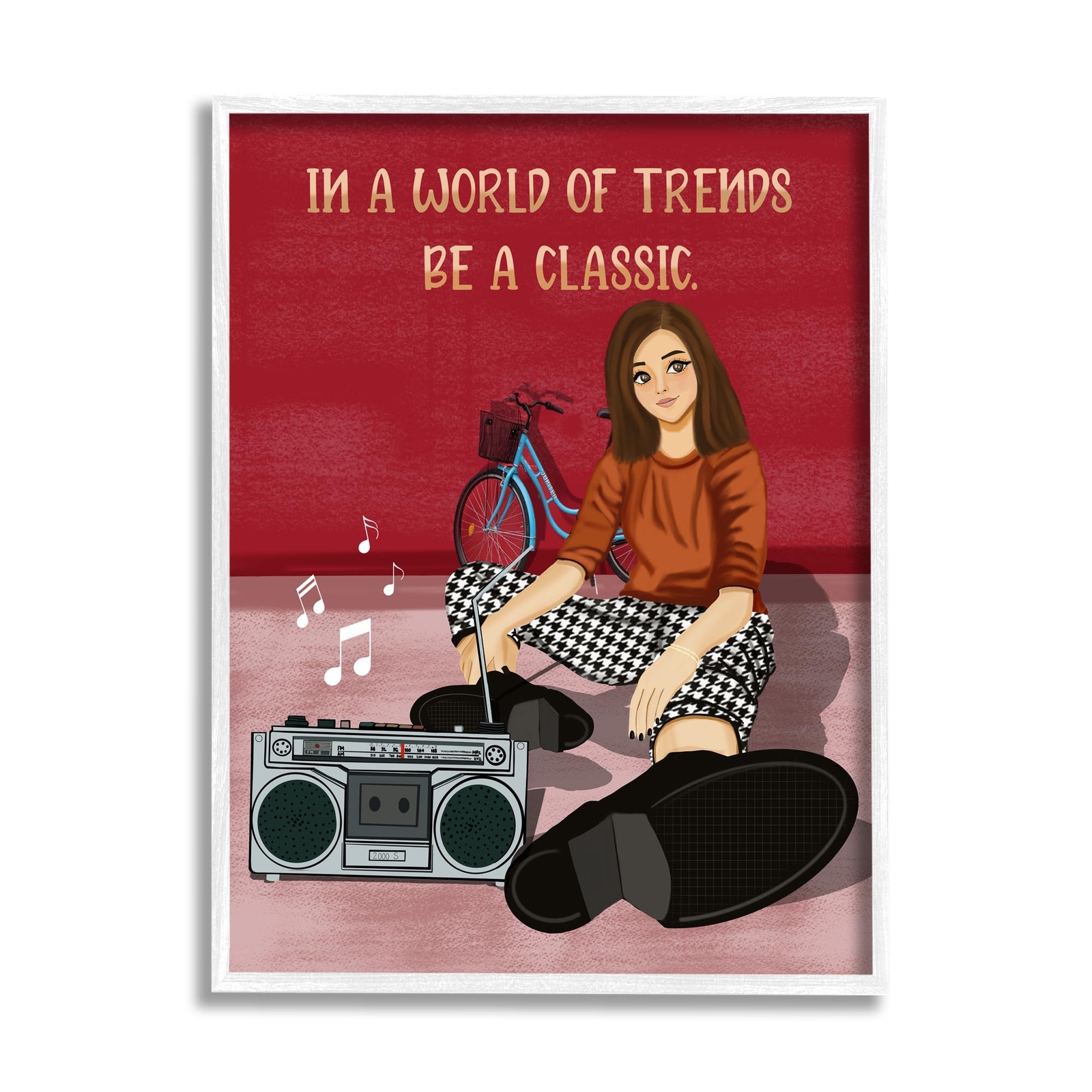 Motivational Girl with Boombox Framed Giclee Art by Saba Rauf