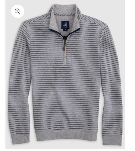 NWT Johnnie-O Boys Pullover Quarter Zip Skiles Light Gray Stripe Size 10