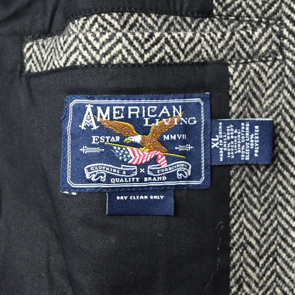 Новый American Living XL серый Herringbone Tweed 100% шерсти Blazer костюм Куртка Пальто - Изображение 4 из 4