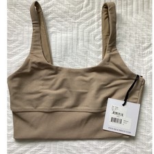 Beach Riot Sport Taupe Ribbed Bralette Crop Top Women's Size S Made in USA