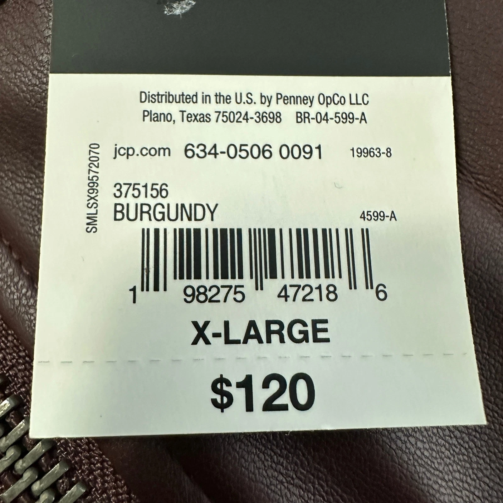 J.Ferrar Men's XL Jacket Burgundy Faux Leather Full Zip Moto Multi-Pocket NEW image 5