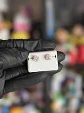 Moissanite .925 Silver 1.00CTW VS Rose Gold Cluster Screw Back Earrings