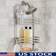 Over Shower Caddy Steel 2 Baskets Soap Tray Tool-free Rust-resistant Storage New