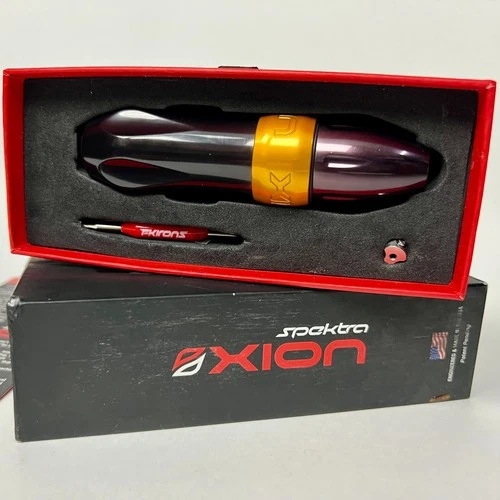 Fk Irons Spektra Xion rotary pen tattoo machine, gold orange with box xtra parts - product listing photo