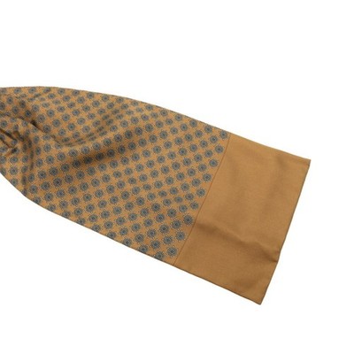 Hermes Hermès Ascot Tie with Rudder Motif, Khaki Blue Silk, Men's