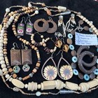 Vtg/now Wooden Costume Jewelry Lot of 12: Necklaces & Earrings — photo 9