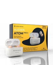 Audien ATOM PRO 2 Wireless Rechargeable OTC Hearing Aid, Premium Comfort Design