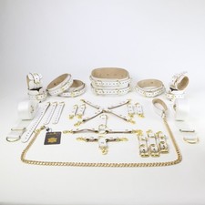 24 pieces Italian Leather Bondage Set - White Gold