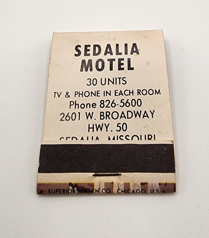 Sedalia Motel, Missouri Unstuck Matchbook. Vintage