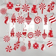 60pcs Christmas Candy Hanging Swirl Decoration Xmas Candy Ceiling Hanging Str...