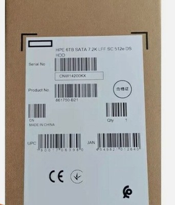 NEW HPE 6TB 6G SATA 7.2K 3.5'' LFF SC 512e Hard Drive HDD 861750-B21 862138-001