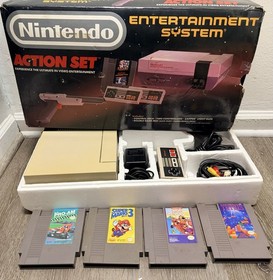 Juego de acci&oacute;n Nintendo NES consola dom&eacute;stica completo en caja probado con caja de espuma de poliestireno