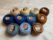 lot of 11 DMC 116 8 Perle Cotton Thread Balls, Size 8 brand new 42-1 blue brown
