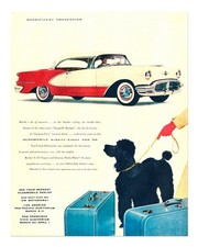 Vintage Auto und Hund Poster Wandbild - Retro 50er Jahre Deko Fine Art Print