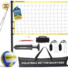 Volleyball Net Set with Regulation Size Net, PU Volleyball, Carrying Bag, Pol...
