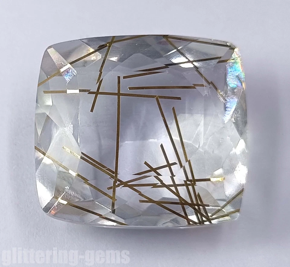 74.65Ct Certified Golden Rutilated Quartz Cushion Cut Natural Loose Gems 5ADX - Image 2 of 4