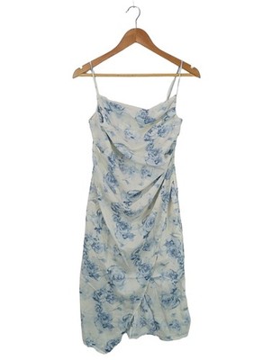 JIA ZHEN Trägerkleid Damen Kleid Gr. DE 38 blau-weiß Elegant