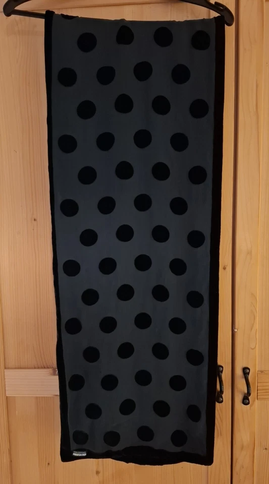 Cocon Commerz Privatsachen extravaganter Schal Tuch Seidensamt Dots Schwarz Grau - Bild 3 von 4