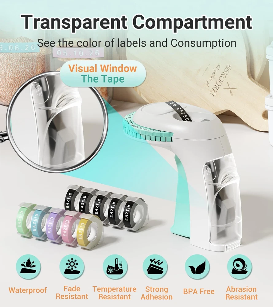 Retro Manual Embossing Label Maker Machine with Tape for Home and Office
