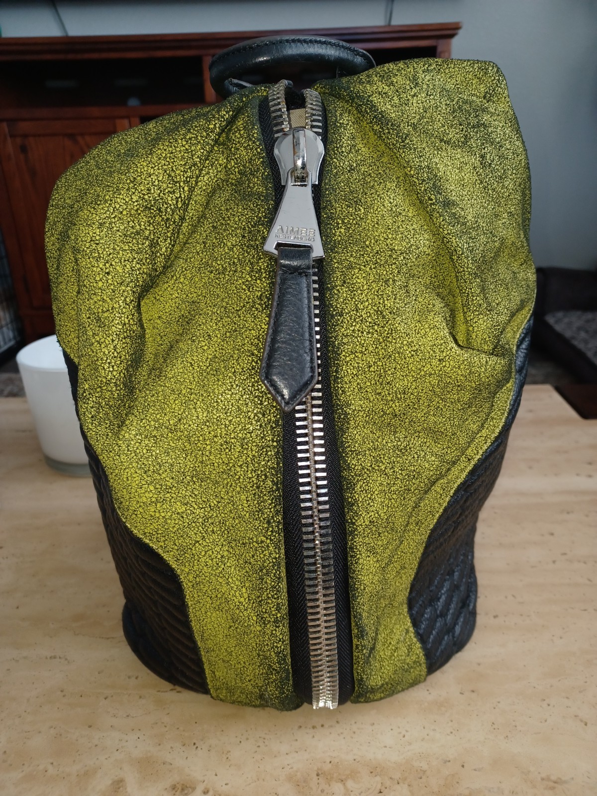 Aimee Kestenberg Leather Green and Black Backpack Bag Aimee Kestenberg Backpacks for Women for sale - eBay main image 2