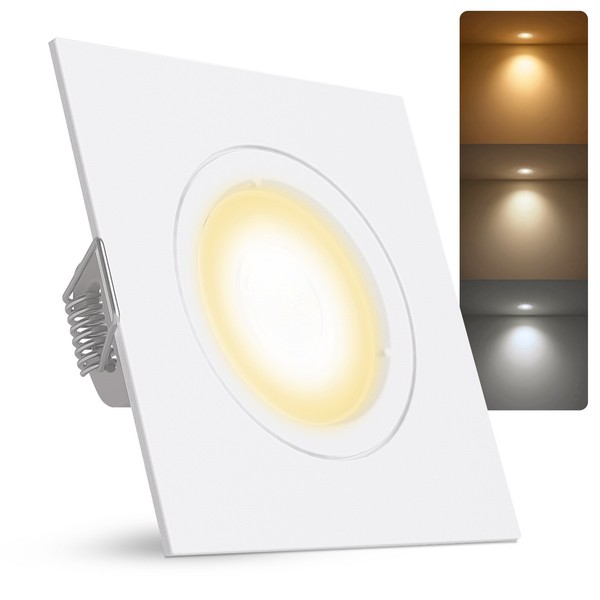 Led Einbauleuchte Eckig Mit Lumiflex Led GU10 3 Lichtfarben 6W Warm Neutral Kalt-image