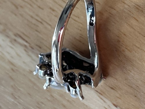 Sterling Silver 925 Marcasite Mother Of Pearl Gemstones Ring , Size N - Picture 3 of 8