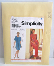 Simplicity 7250 Tunic w/ Slits, Pull-On Skirt Pants Pattern Misses' 8-12 Uncut