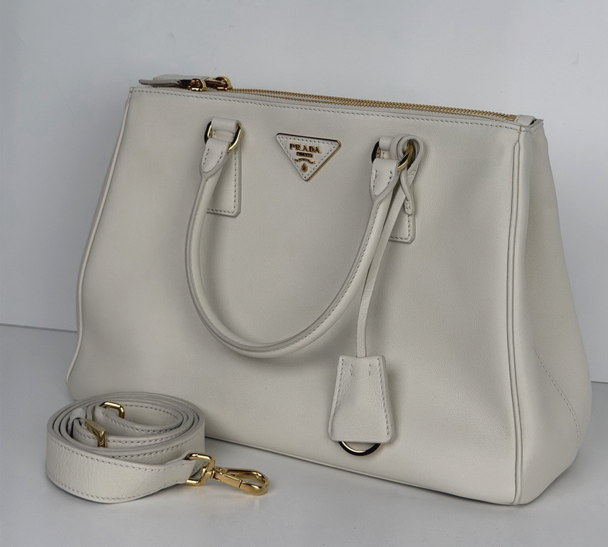 Prada Galleria Tote Bag Large in Soft White Calf Leather D9 | eBay