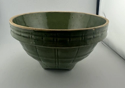 McCoy Vintage Olive Green Bowl Windowpane Design