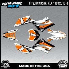 Graphics Kit for Kawasaki KLX110 KLX110R/RL (2010-2024) Blazing- Series- Orange