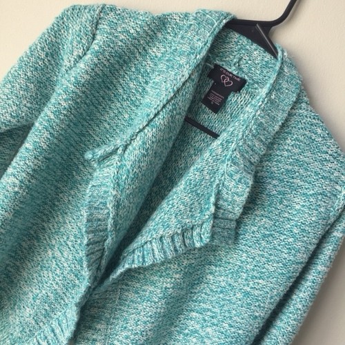Gap Cardigan Sweater Girls Size Small Open Front Long Sleeve Green Knit - Picture 3 of 5