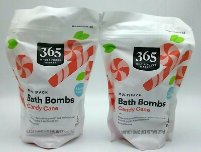  Lot of 2 Bath Bombs 5 Pack Candy Cane 7.5Oz 365 Whole Food Market Aromatherapy