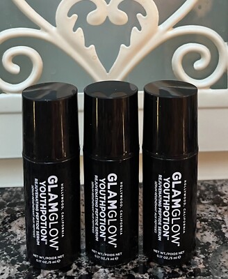 3 x GLAMGLOW Youth Potion Rejuvenating Peptide Serum Smooths Firms 0.17 oz NEW!!