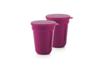 Tupperware Aloha Trinkbecher Set - 2 x 470 ml Becher mit Deckel - Neu !!! Pink