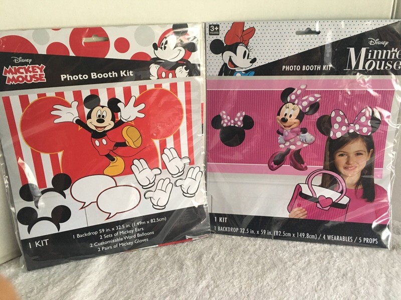 Disney Mickey & Minnie Mouse Party Photo Booth Kits NEW IN PACKAGE 2 packs
