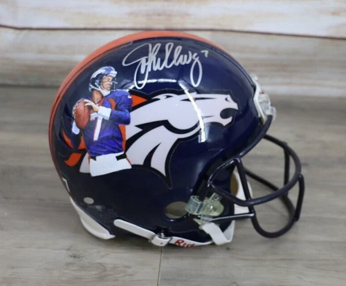 John Elway Autographed Denver Broncos Full Size Helmet Painted (NO COA)