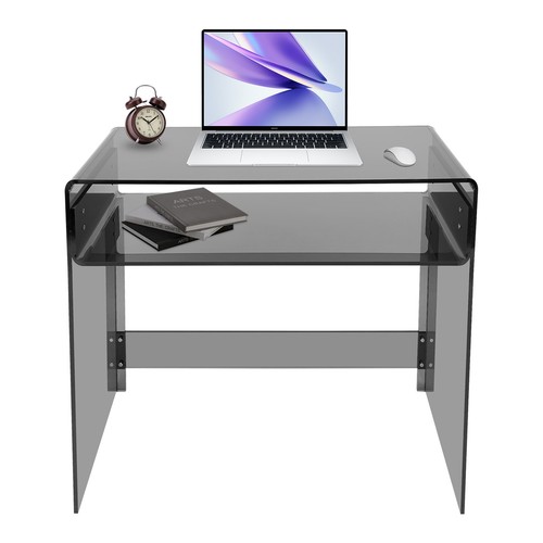 Acrylic Desk, 34 Inch, Clear Small Computer Desk for Variety of Uses Clear Black